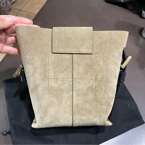 All Saints | NEW! Sughero Brown Suede Miro Stud Embellished Crossbody Bag - Picture 10 of 10